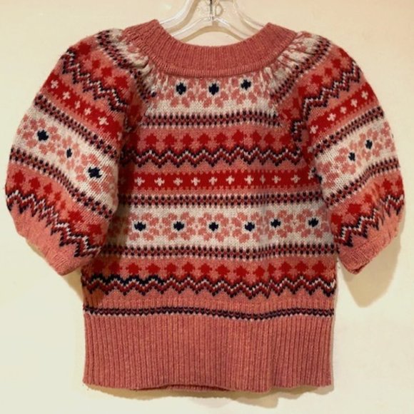 Adorable Puff Sleeve Sweater Sleeping on Snow / Anthropologie - Picture 2 of 6